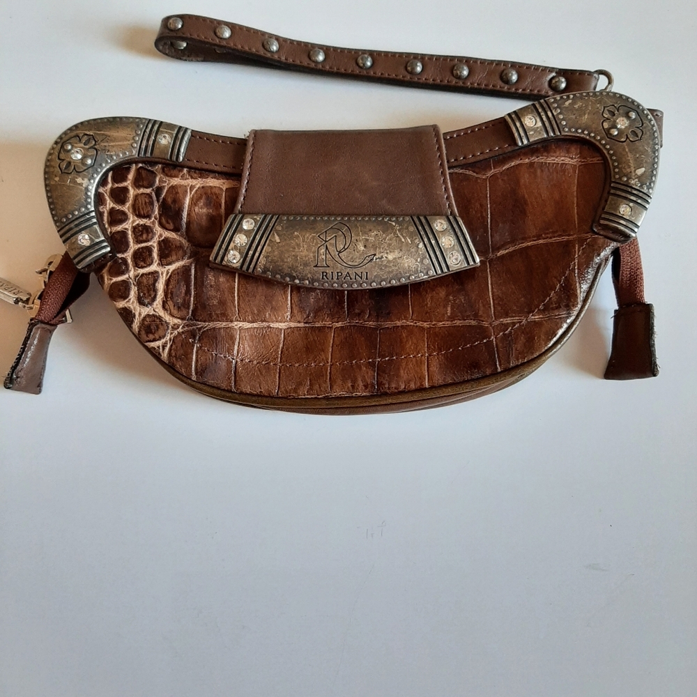 Vintage Ripani Leather Clutch Wristlet Bag